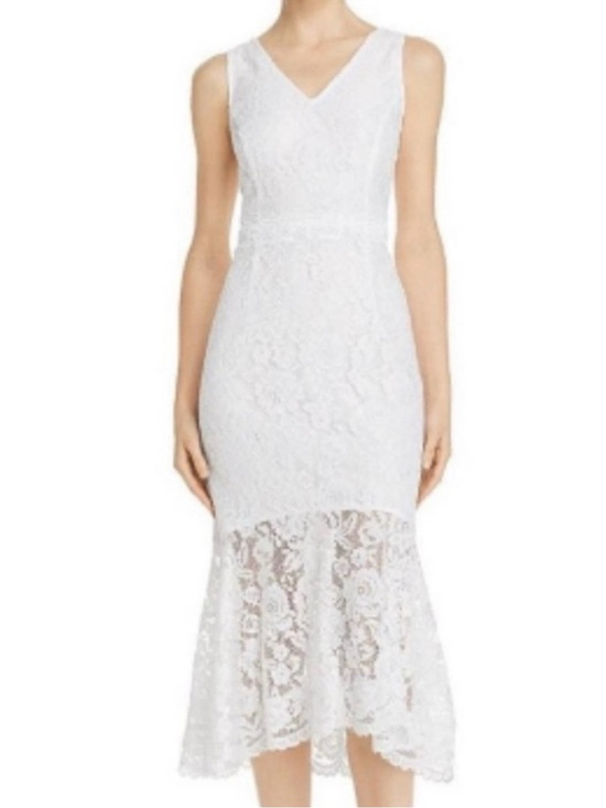 Nanette Lepore Dresses & Skirts - NWT NANETTE LEPORE Optic White Lace Sleeveless V-Neck Midi Dress Sz. 14